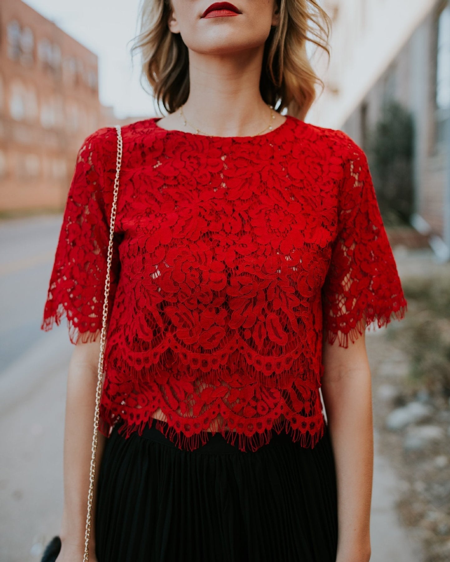 Scoop Lace Half Sleeves White Women Short Crop Top