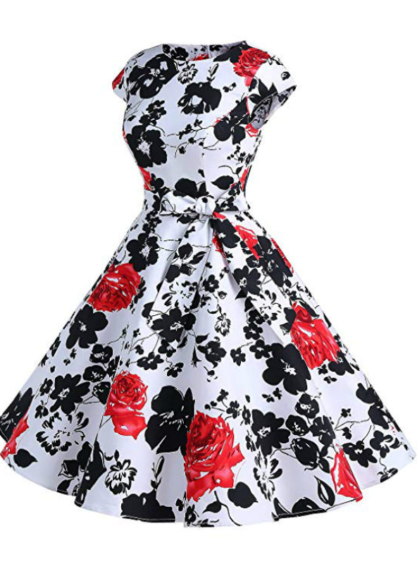 Juliet® | Frauen Print Kurzes Kleid im Vintage-Stil der 1950er Jahre