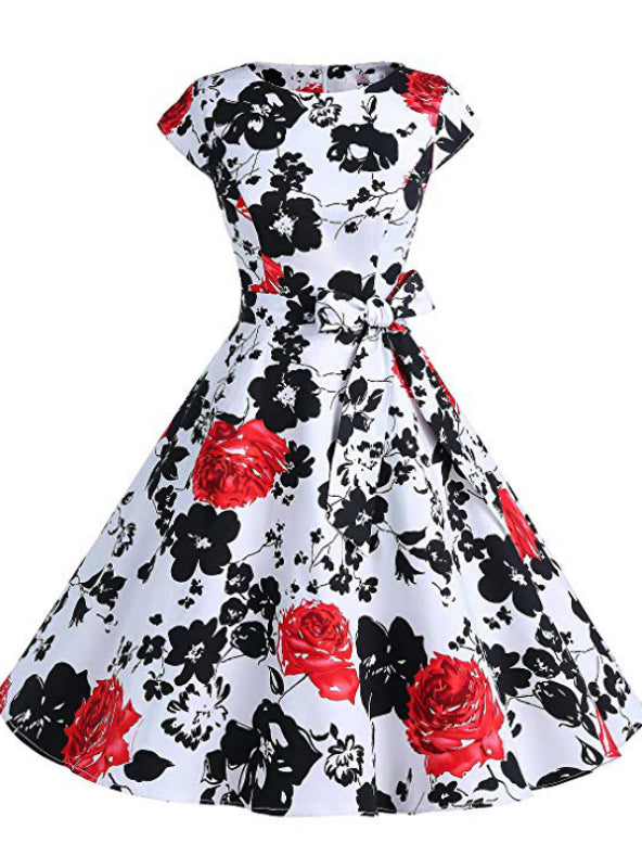 Juliet® | Frauen Print Kurzes Kleid im Vintage-Stil der 1950er Jahre