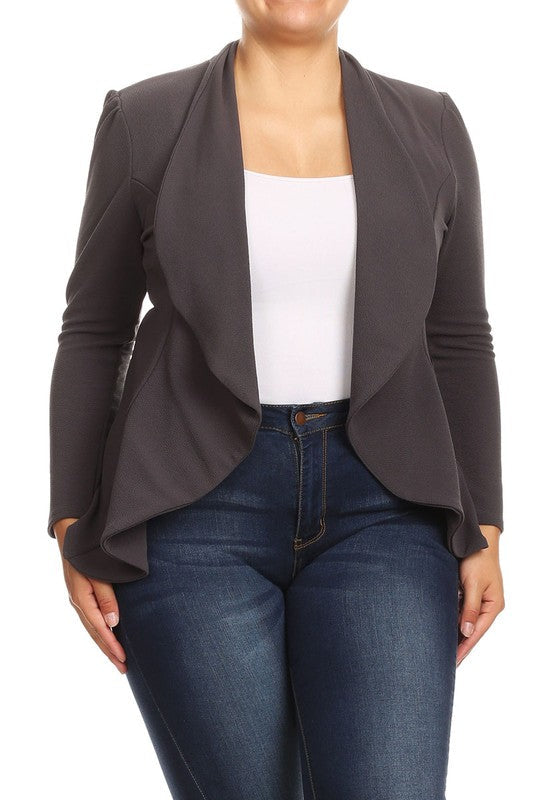 Honey Plus Casual Solid open front jacket blazer