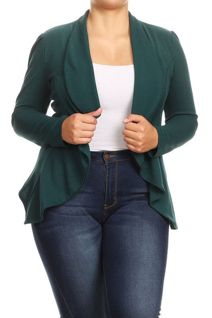 Honey Plus Casual Solid open front jacket blazer