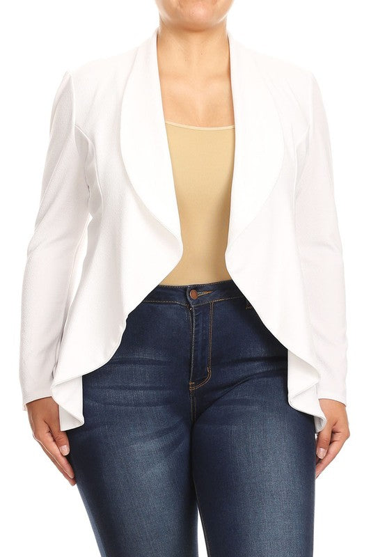 Honey Plus Casual Solid open front jacket blazer