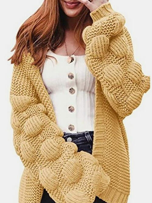 Open Front Oversized Fashion Long Sleeve Cardigan Sweater Caramel cardigan cardigans clothes S.X.H Ship From Overseas Sweater sweaters