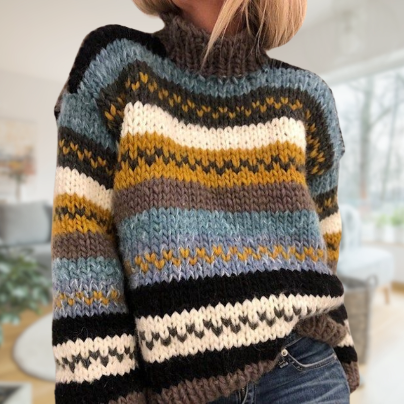 Sharlene® | Pullover mit Stehkragen und trendigem Muster