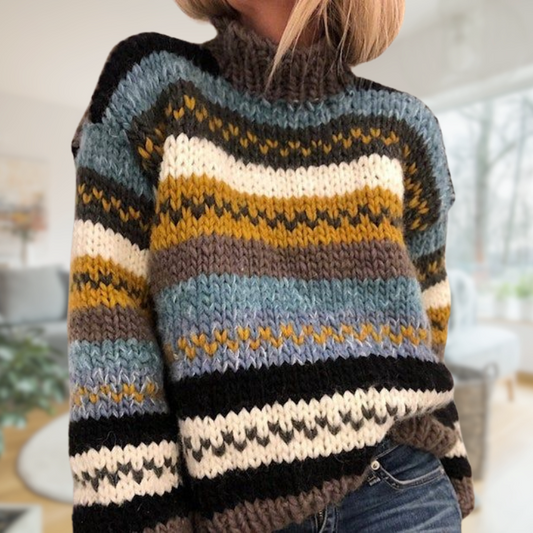 Sharlene® | Pullover mit Stehkragen und trendigem Muster