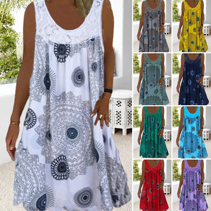 Margaux® | Bequemes und schickes ärmelloses Kleid mit Print