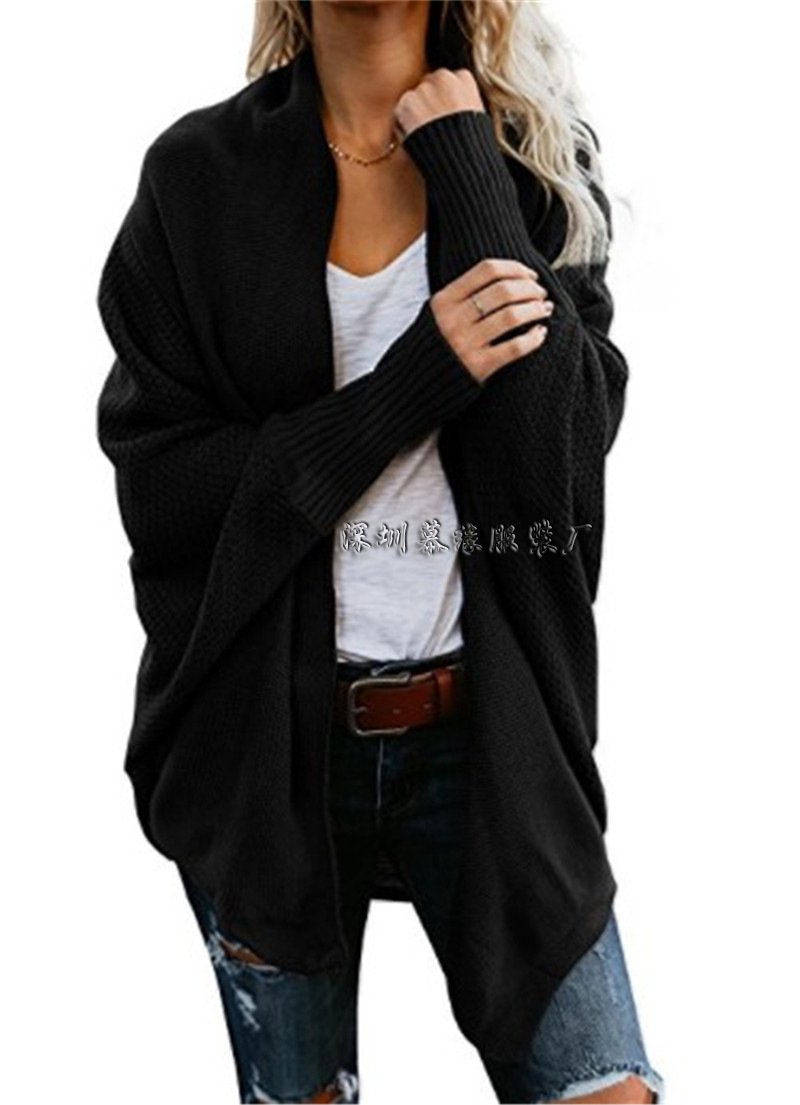 Solid Color Knit Wear Long Batwing Sleeves Women Oversized Cocoon Cardigan