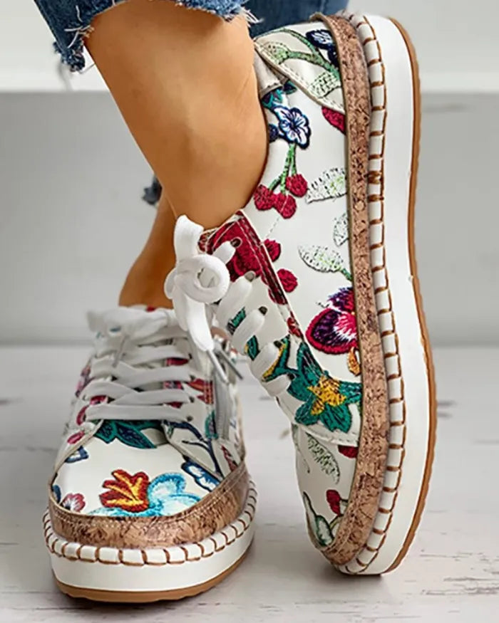 Matilda| Mode Elegante Floral Gedruckt Runde Casual Turnschuhe