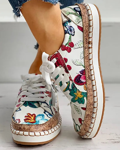 Matilda| Mode Elegante Floral Gedruckt Runde Casual Turnschuhe