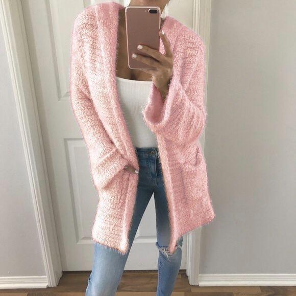 Solid Color Loose Pockets Cocoon Oversized Cardigan