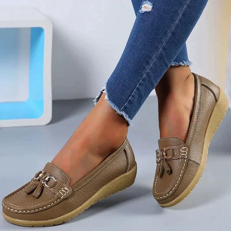 Dana® | Leder Lässige flache Loafer