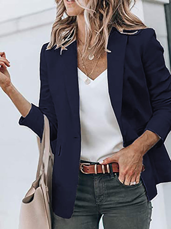 Blazers- Versatile Women's Notch Lapel Blazer: Casual to Office Wear- - IndioGear Fashion and Gear