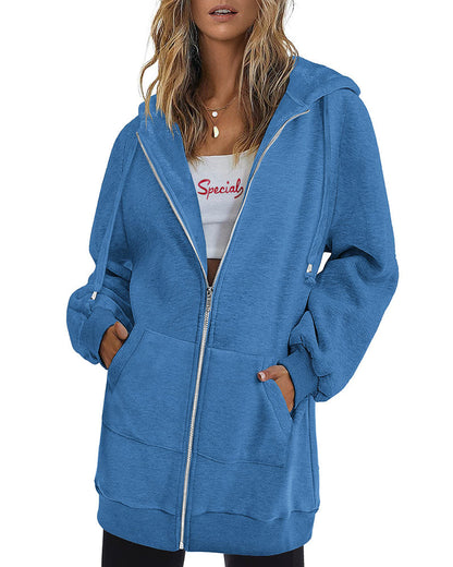 zeagoo women casual zip up fleece hoodies tunic sweatshirt long hoodie jacket