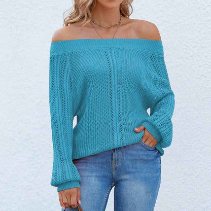 Purple-Womens-Sexy-Off-Shoulder-Long-Sleeve-Winter-Sweaters-Casual-Pullover-Solid-Loose-Knit-Jumper-Fall-Tunic-Tops-K441