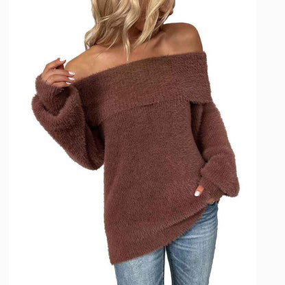    Blue-Womens-Off-Shoulder-Knit-Sweater-Long-Sleeve-Casual-Batwing-Loose-Solid-Pullover-Jumper-K239