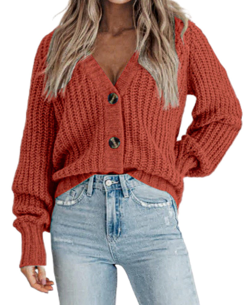 zeagoo womens 2023 fall chunky knit cardigans open front long sleeve v neck button loose cardigan sweaters