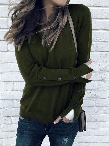 Casual Style Long Sleeve Solid Color Sweatshirt Shopvhs.com