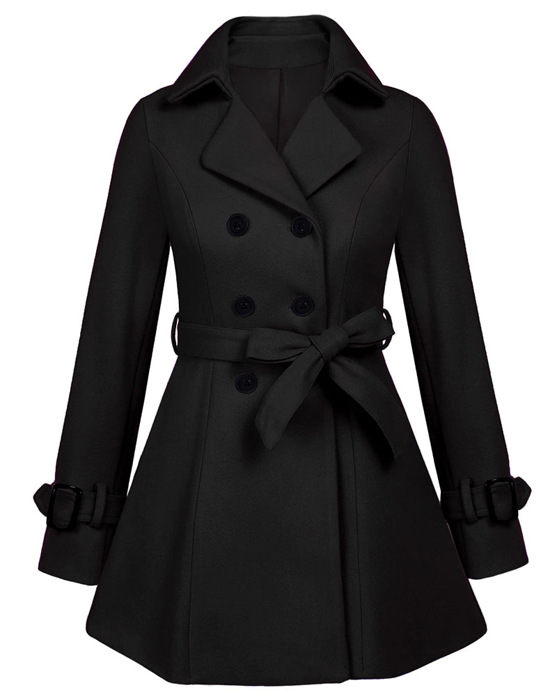 zeagoo womens fashion classic lapel double breasted thick wool trench coat jacket