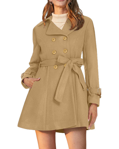 zeagoo womens fashion classic lapel double breasted thick wool trench coat jacket