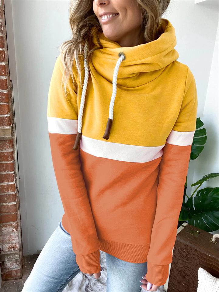 Contrast Color Design Long-Sleeved Hooded Sweatshirt Shopvhs.com