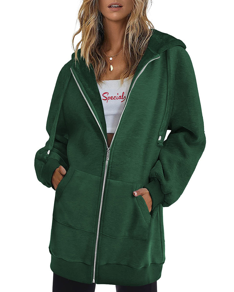 zeagoo women casual zip up fleece hoodies tunic sweatshirt long hoodie jacket