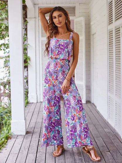 Elegant jumpsuit med blomsterprint