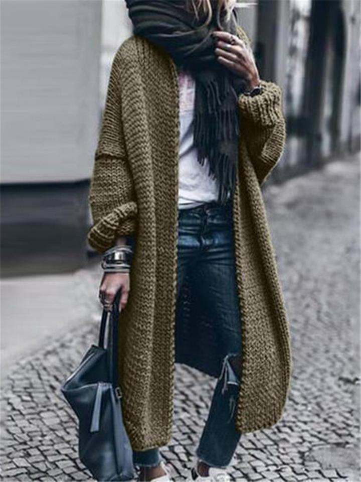 Extra Comfortable Open Front Woolen Long Knit Sweater Coat Shopvhs.com