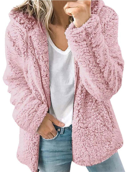 Extra Cozy Full Zipper Pocket Woolen Fur Hooded Coat Shopvhs.com