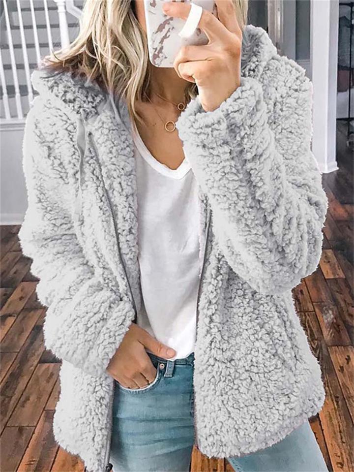 Extra Cozy Full Zipper Pocket Woolen Fur Hooded Coat Shopvhs.com