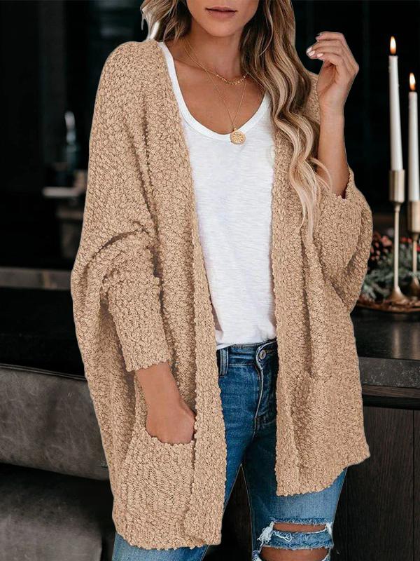 Fashion Pocket Long Sleeve Plush Cardigan Shopvhs.com