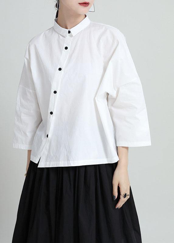 Fine White Peter Pan Collar Button Summer Blouse Tops - SooLinen