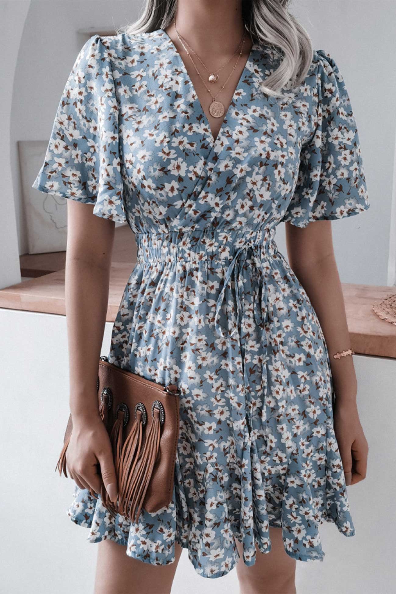 Nicole® | Floral Print Chiffon Mini Dress