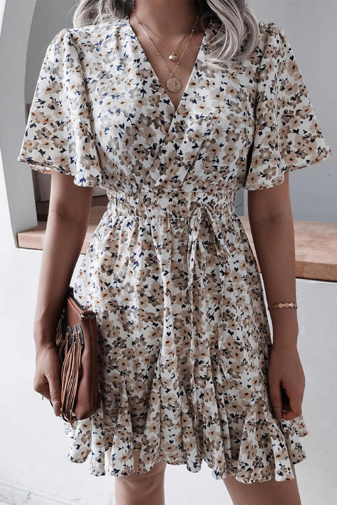 Nicole® | Floral Print Chiffon Mini Dress