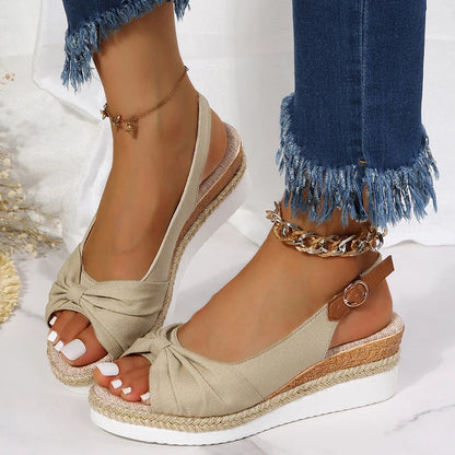 Madelyn® | Schicke Sommer-Espadrille-Sandalen mit Schnallenverschluss und Knotendetail