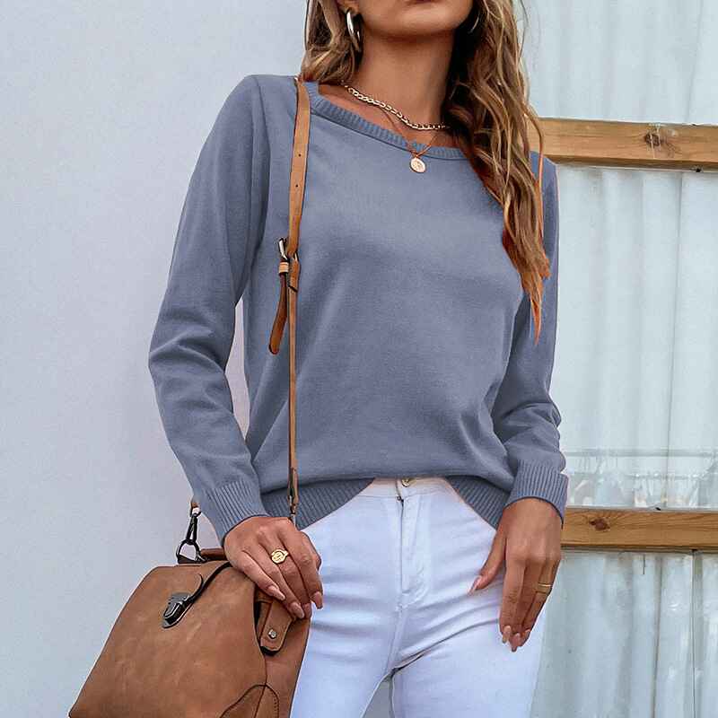    Green-Fall-Womens-Solid-Color-Sporty-Sweatshirt-Casual-Loose-Crew-Neck-Long-Sleeves-Pullover-Ribbed-Cuffs-Hem-Tops-K478