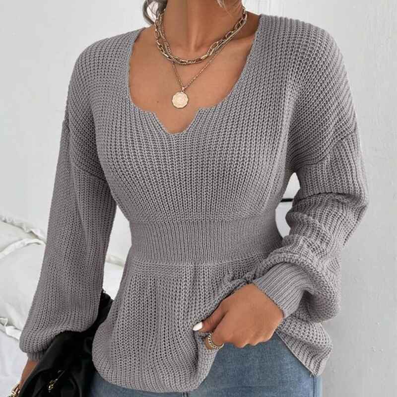 Wine-Red-Sweaters-for-Women-Long-Sleeve-V-Neck-Solid-Color-Fashion-Tops-K038