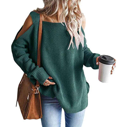 Size-Green-Womens-Cold-Shoulder-Oversized-Sweaters-Batwing-Long-Sleeve-Square-Neck-Chunky-Knit-Fall-Tunic-Sweater-Tops-K622