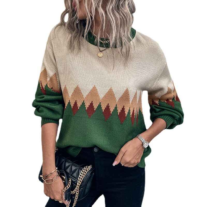       Sapphire-Blue-Womens-Off-Shoulder-Long-Sleeve-Sweater-Color-Block-Wave-Striped-Sweaters-for-Women-Knit-Jumper-Tops-K416