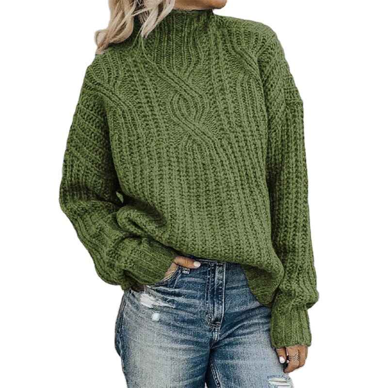 Blue-Womens-Turtle-Cowl-Neck-Solid-Color-Soft-Comfy-Cable-Knit-Pullover-Sweaters-K028