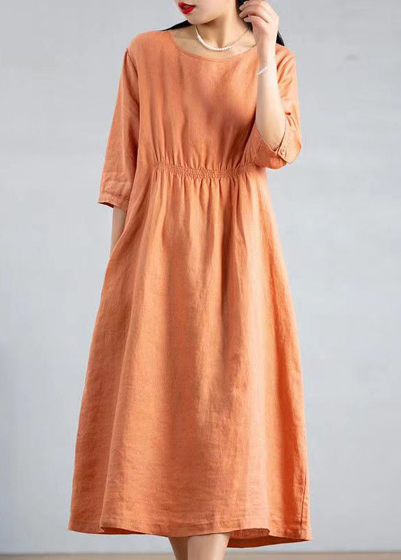 Handmade Orange O-Neck Patchwork Maxi Dress Summer GH1059 Ada Fashion