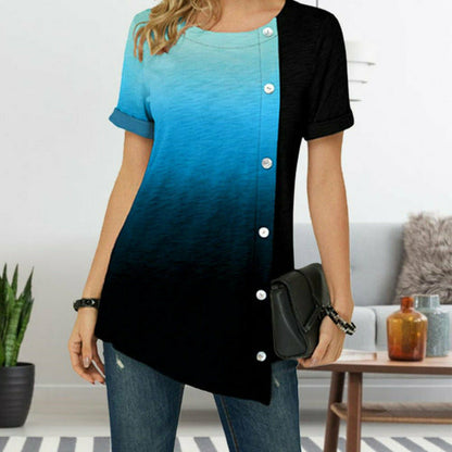 Gradient Irregular Patchwork T-Shirt Purple Best Sellings clothes Plus Size Sale tops Topseller