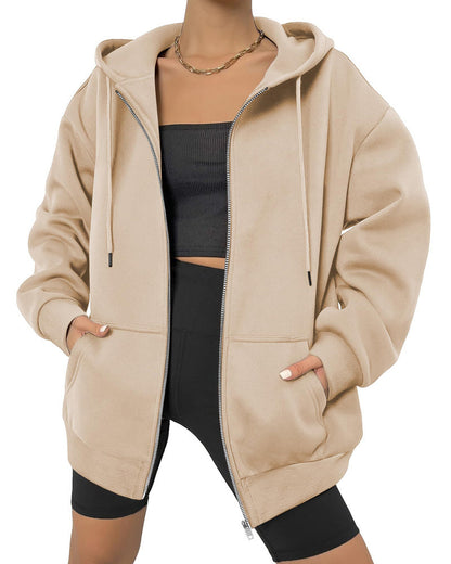 zeagoo womens oversized zip up hoodies fleece jacket casual 2023 fall winter sweatshirts drawstring y2k hoodies teen girls