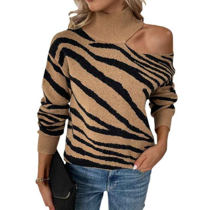 Black-Womens-Loose-Warm-Off-Shoulder-Turtleneck-Lightweight-Soft-Pullover-Cutout-Long-Sleeve-Jumper-Sweaters-K418