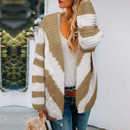 Khaki-Womens-Winter-Open-Front-Long-leeve-Chunky-Cable-Knit-Cardigan-Sweater-Coats-K108