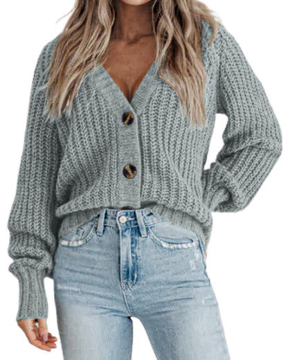 zeagoo womens 2023 fall chunky knit cardigans open front long sleeve v neck button loose cardigan sweaters