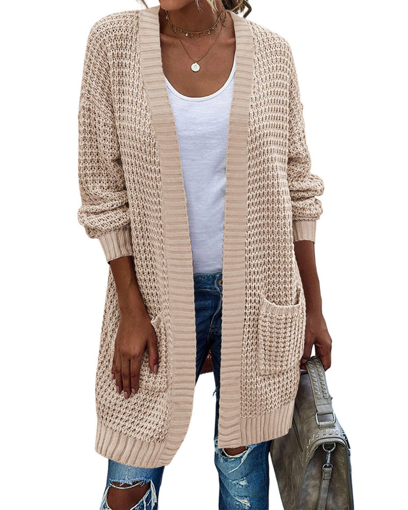 zeagoo womens 2023 fall open front cardigan long batwing sleeve chunky knit sweater loose outerwear coats with pockets