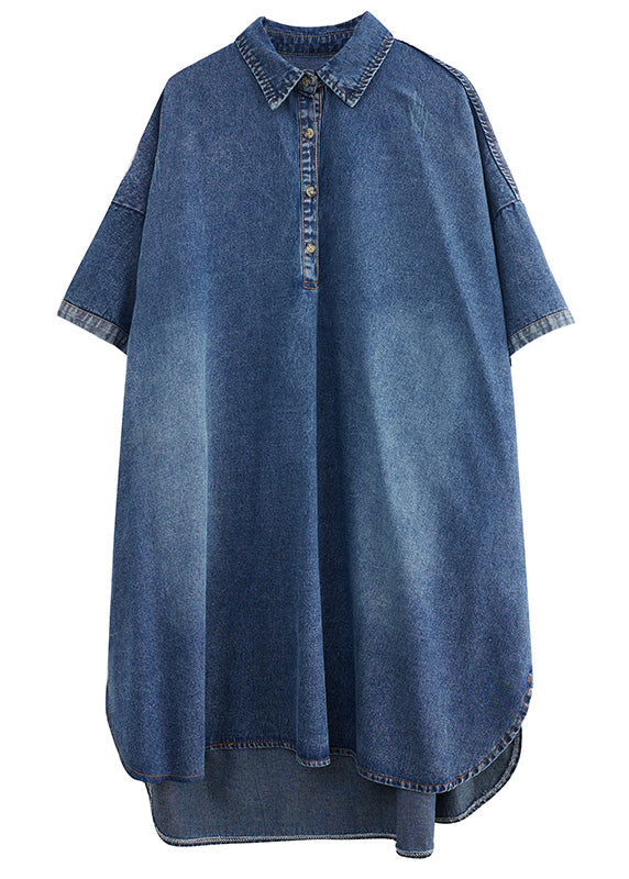 Carmina® | Loose Blue Button Side Open Maxi Denim Dress Summer