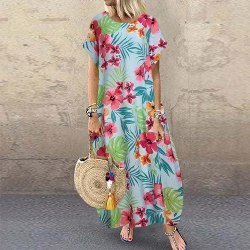 Maxi Dresses- Natural Flowy A-Line Dress for Summer- - Pekosa Women Fashion