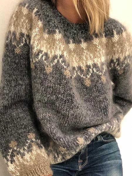 Mohair Jacquard Chunky Knit Sweater Shopvhs.com