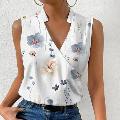 Johanna® | Women's Floral V-Neck Ärmellose Bluse